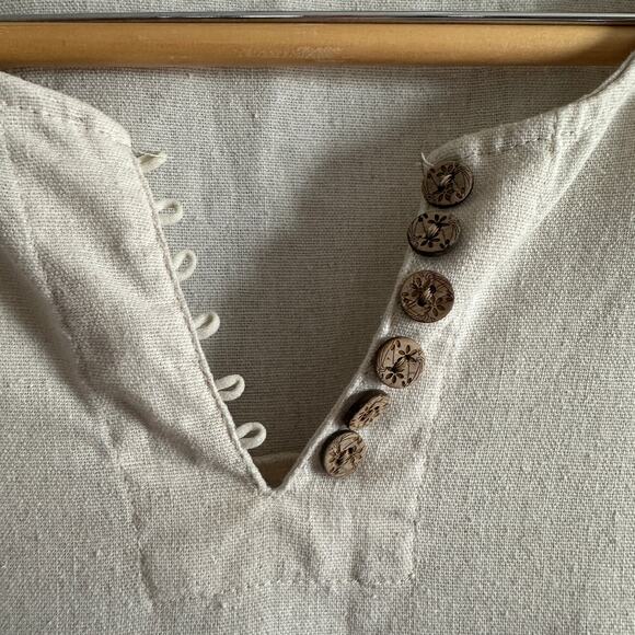 MINIBEE | Cotton Linen Blend Lagenlook Free-Size Dress with Exaggerated Pockets - Picture 3 of 5